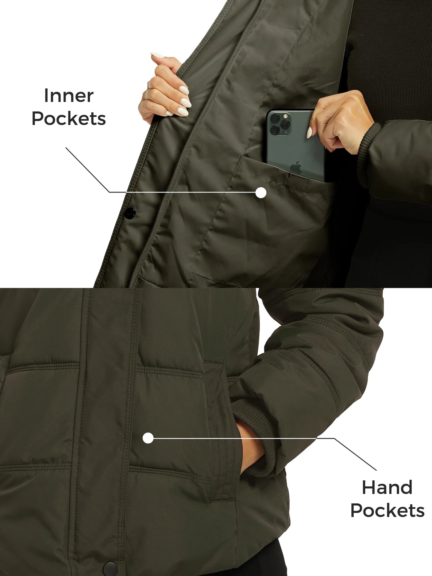 Women'S plus Size Puffer Coat Quilted Puffer Jacket Windproof Outerwear Coat Dark Gray XL